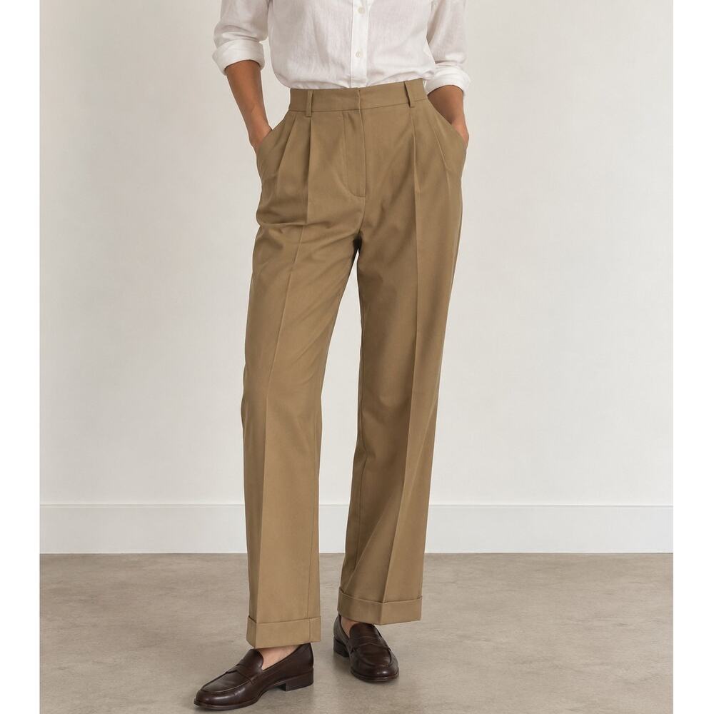 Brooks Brothers 346 Wool Pleated Cuffed Dress Pants Tan Khaki 10 Office Career